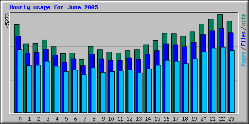 Hourly usage for June 2005